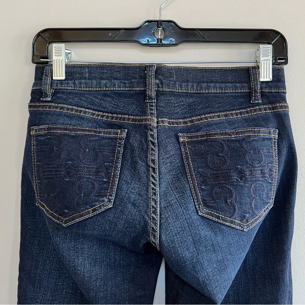 Tory Burch Super Skinny Jean, Dark Indigo Blue Wash, size 25